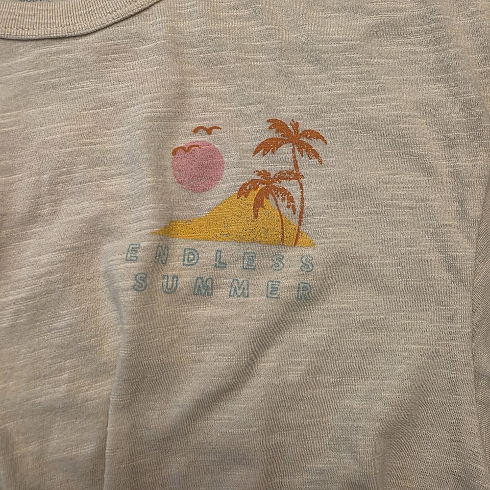 Arizona Body Sleepwear Sz S "Endless Summer" Tropical Palm Trees Cropped White - Picture 2 of 8